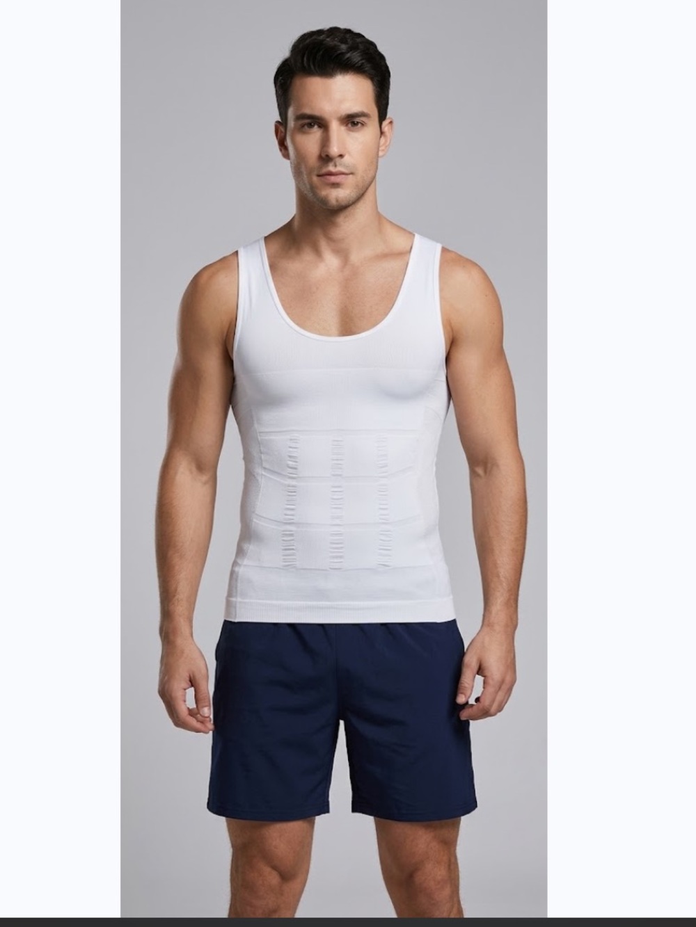 White Men's Slim Fit Compression Undershirt shaper Tank Top